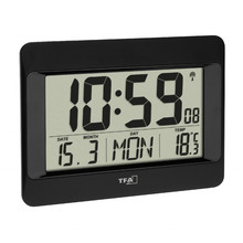 Black Nona Radio Controlled Digital Clock with Temperature